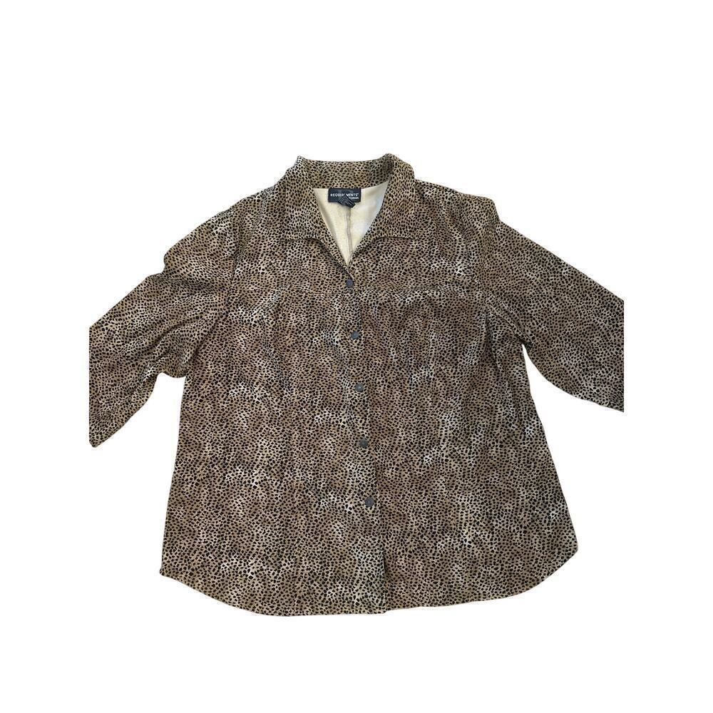 Requirements Woman Button Up Blouse Animal Print Size 2x - Picture 2 of 5